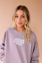 Load image into Gallery viewer, Jesus Loves You Purple Pullover
