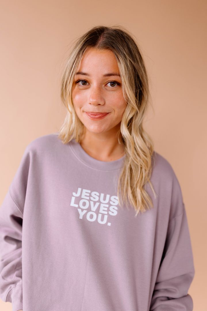 Jesus Loves You Purple Pullover
